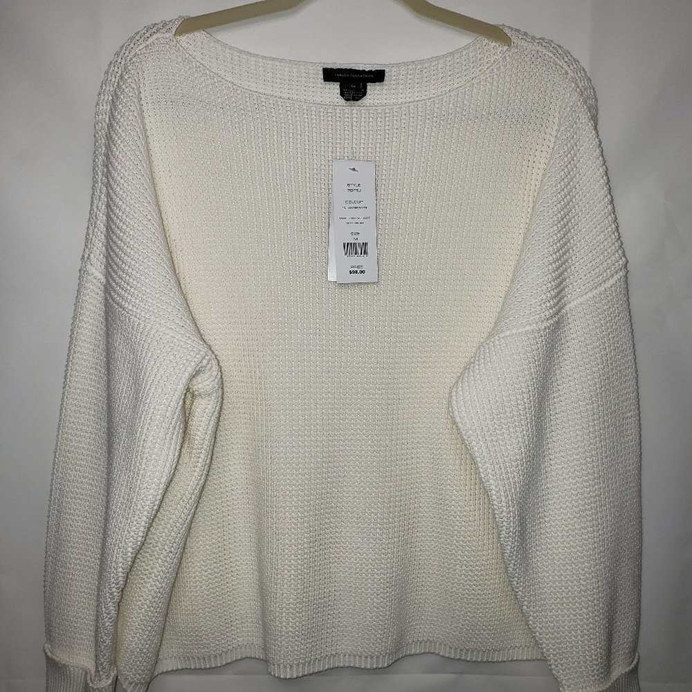French Connection Waffle Knit White Sweater - Picture 3 of 8